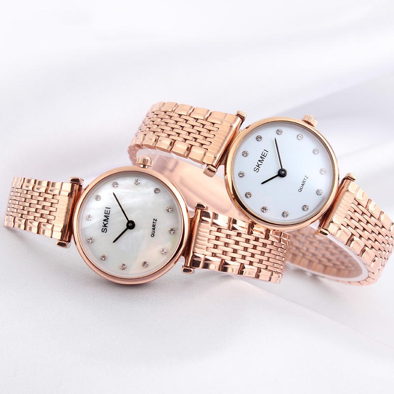 SKMEI 1223 Rhinestones Waterproof Ladies Wrist Watch Casual Style Dress Quartz Watches