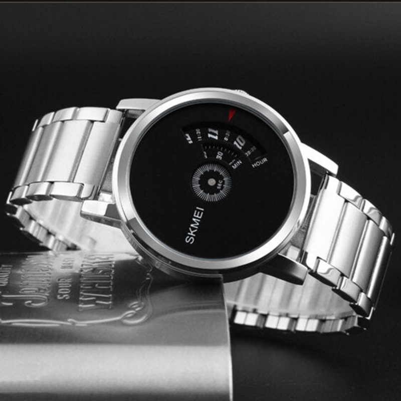 SKMEI 1260 Luminous Display Fashion Men Week Month Display Waterproof Stainless Steel Strap Quartz Watch