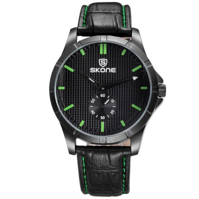 SKONE 3830 Fashion Business Man Wrist Watch Casual PU Strap Quartz watch