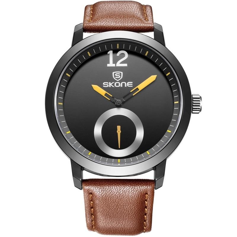 SKONE 5015 Men Women Quartz Watches Water Resistant Leather Business Leisure Wrist Watch
