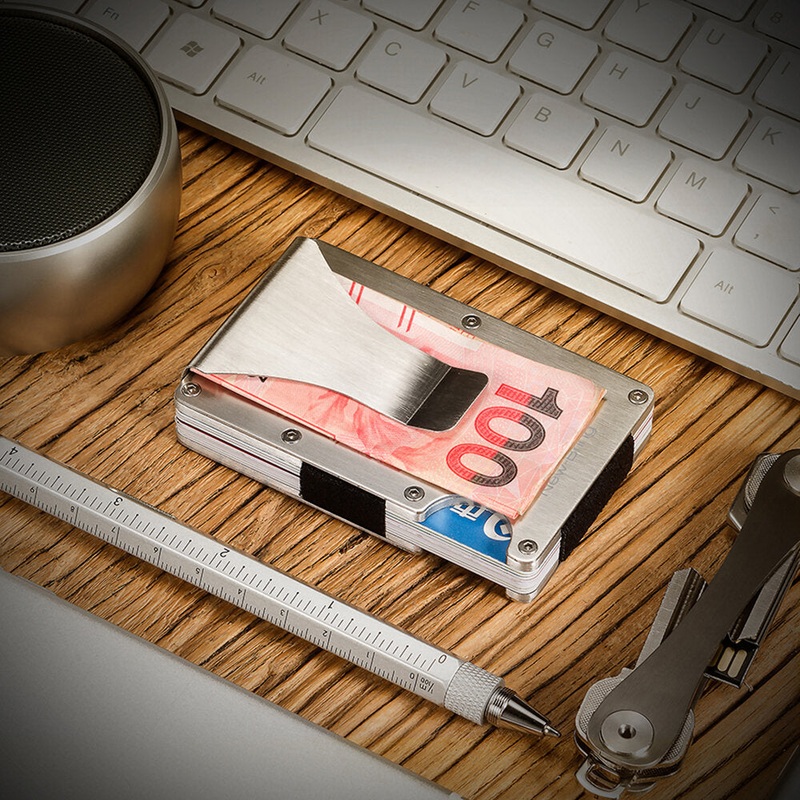 Slim Credit Card Holder Aluminium ID Card Holder Man Wallet with RFID Anti-theft Protection