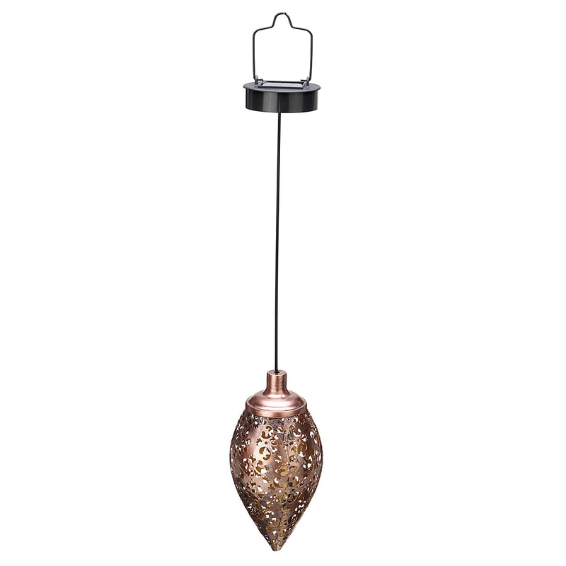 3.94”x8.27”x23.23” Outdoor Iron Solar Light Pendant Hollow Projection Landscape Garden