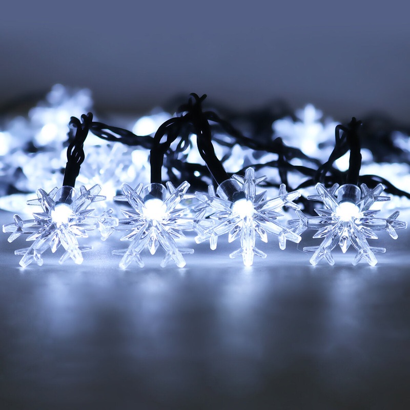 5/6.5/9.5/10M Solar Powered Snowflake String Fairy Lights Xmas Garden Outdoor Party Decor Lamp
