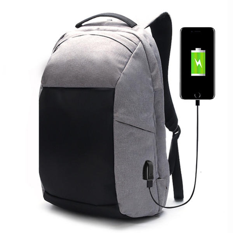 Ekphero Men Anti Theft Backpack Hiking Casual Multi Pocket Travel Bag with USB Charging Port