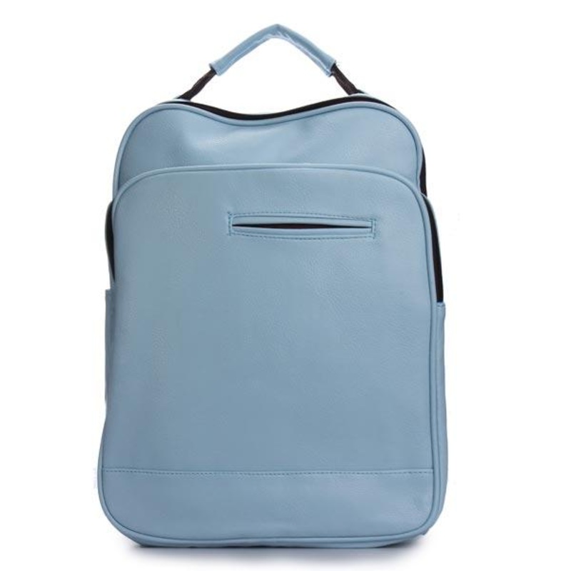 Fashion Leisure PU Leather Pure Color Double Zipper Travel Backpack