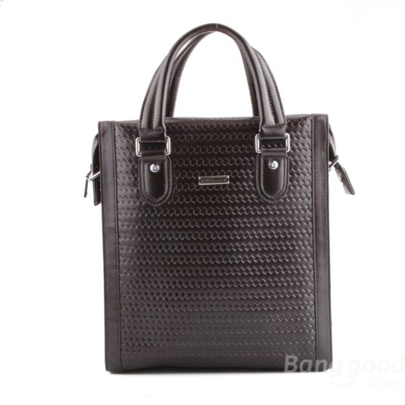 Men’s Retro Brown PU Leather Zipper Embossing Handbags