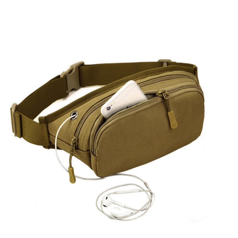 Men Women Tactical Mobile Music Pockets Waterproof Waist Bag Capacity Running Hiking Shoulder Bag