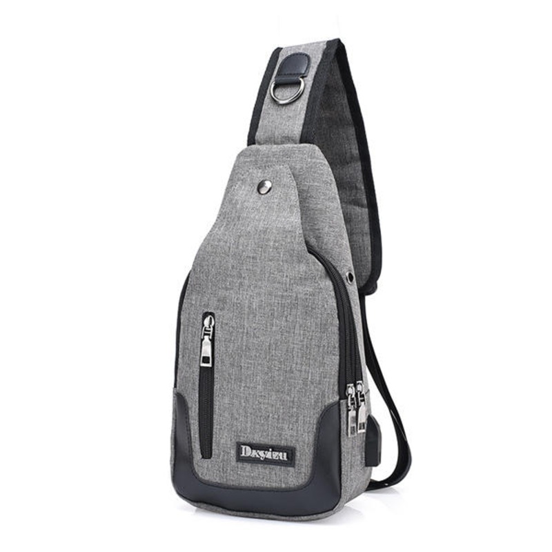 Men Women USB Port Casual Outdoor Chest Bag Crossbody Bag