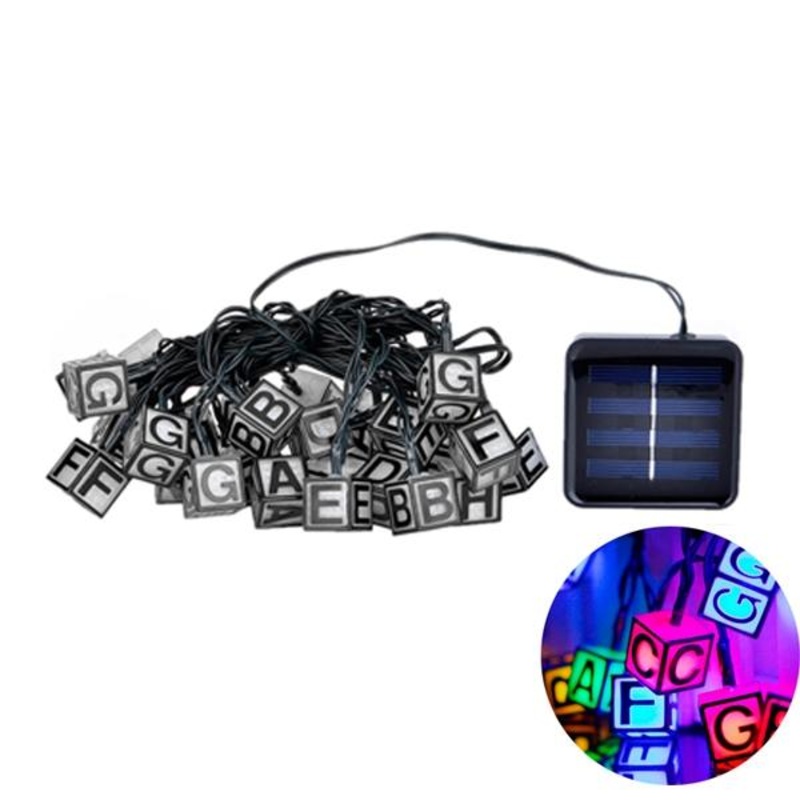 Solar Powered 30 LED ICE Cube Letter String Light for Christmas Garden Patio Wedding Party Decor