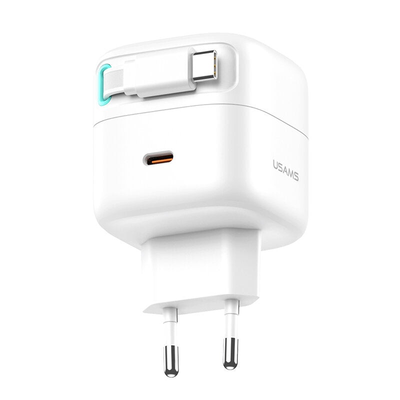 [GaN Tech] USAMS US-CC202 PD35W 2-Port USB PD Charger Dual 17.5W Type-C Fast Charging Wall Charger Adapter EU Plug for iPhone 15 15 Plus 15 Pro 15Pro Max for Huawei Mate60 Pro for Xiaomi 13pro for Samsung Galaxy S23