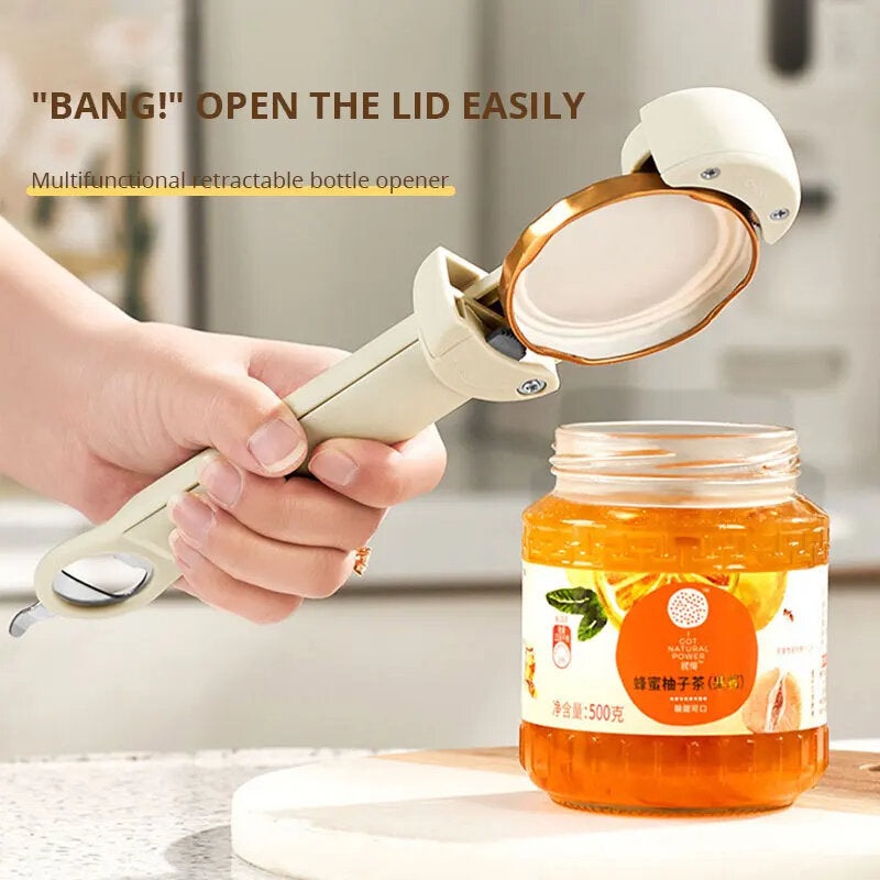 Stainless Steel Retractable Bottle Opener WineBeer Diameter 2.5-9.5cm Adjustable Multifunctional Cap Opener Kitchen Tool