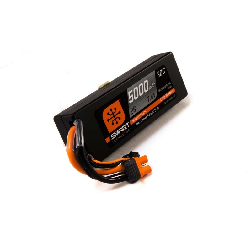 Spektrum 5000mah 2S 7.4V 30C Smart LiPo Hardcase IC3 SPMX50002S30H3