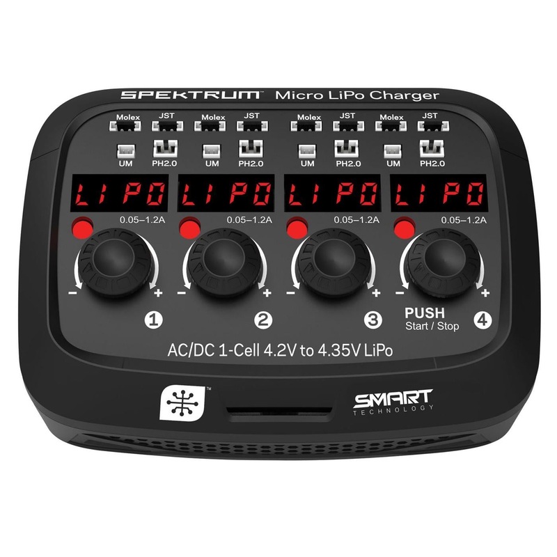 Spektrum S44 Smart Micro 4 port AC/DC 1S LiPo Charger SPMXC1040I