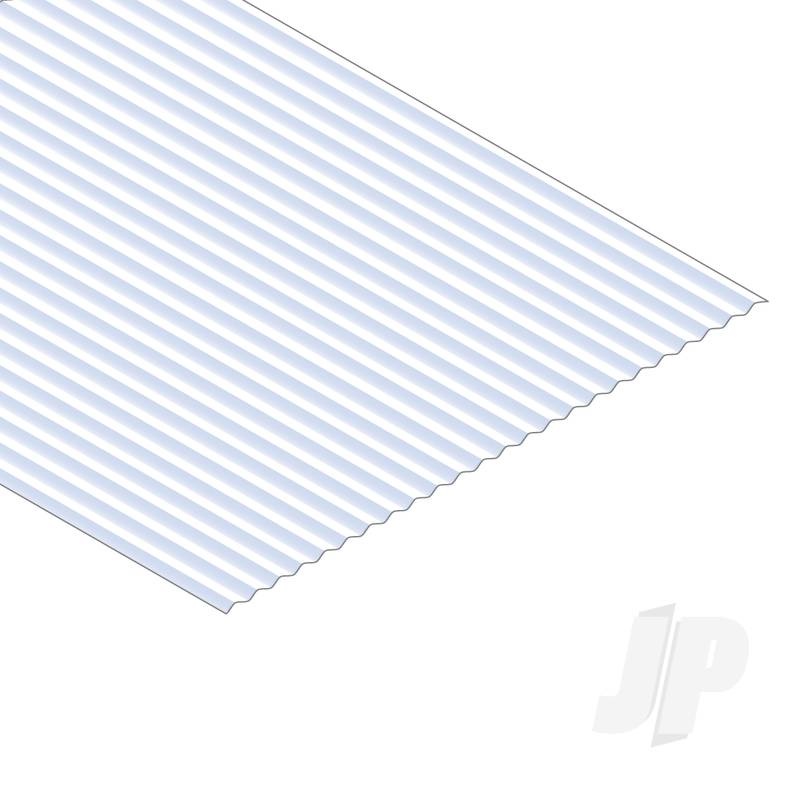 Evergreen 12x24in (30x60cm) Corrugated Metal Siding Sheet .040in (1.0mm) Thick .125in Groove Spacing (1 sheet per pack) 14530