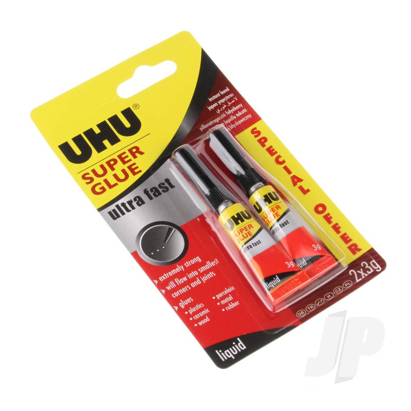 UHU Super Glue Ultra Fast Liquid Twin 2x3g UHU37420