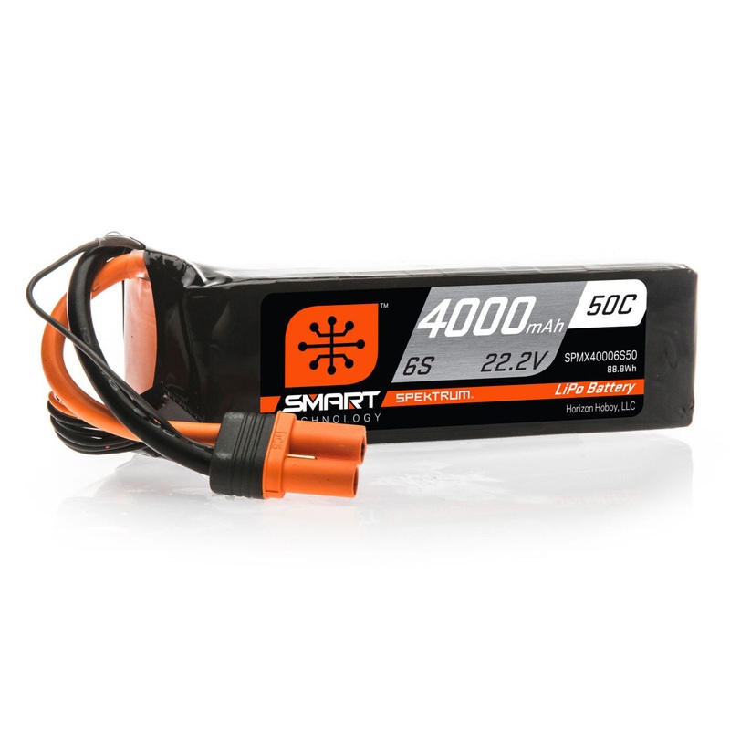 Spektrum 4000mAh 6S 22.2V 50C Smart LiPo Battery IC5 SPMX40006S50