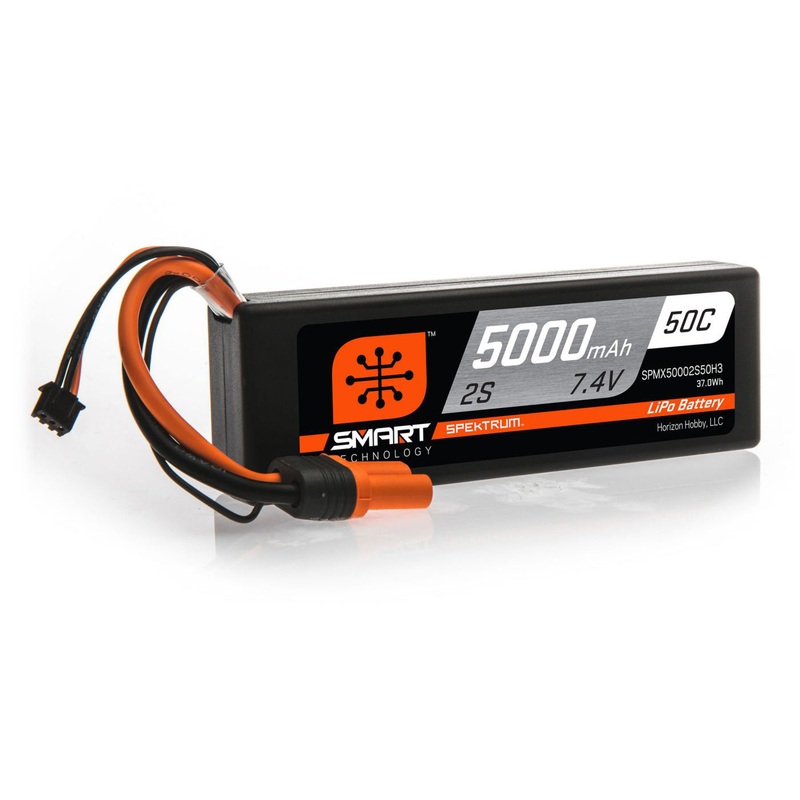 Spektrum 5000mAh 2S 7.4V 50C Smart LiPo Hardcase IC3 SPMX50002S50H3