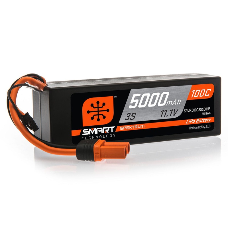 Spektrum 5000mAh 3S 11.1V 100C Smart LiPo Hardcase IC5 SPMX50003S100H5