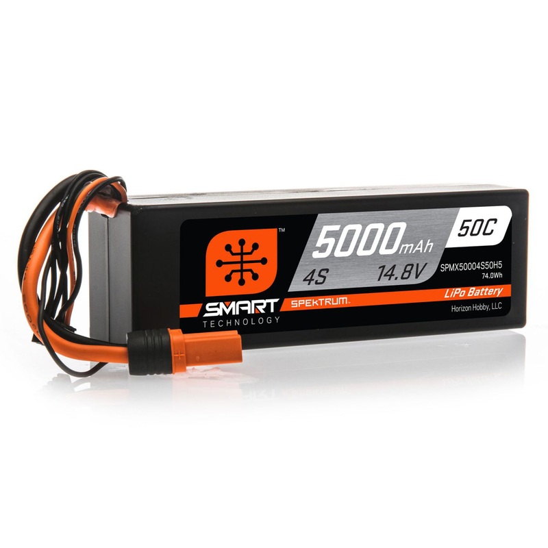 Spektrum 5000mAh 4S 14.8V 50C Smart LiPo Hardcase IC5 SPMX50004S50H5