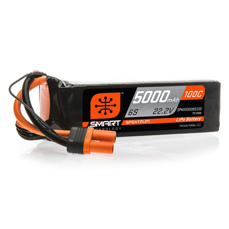 Spektrum 5000mAh 6S 22.2V 100C Smart LiPo Battery IC5 SPMX50006S100