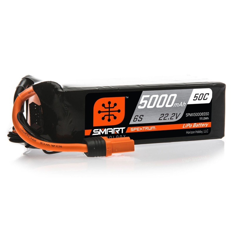 Spektrum 5000mAh 6S 22.2V 50C Smart LiPo Battery IC5 SPMX50006S50