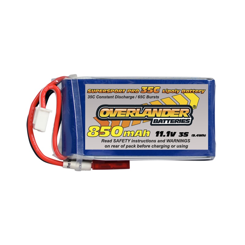 Overlander 850mAh 3S 11.1v 35c Supersport Pro Lipo Battery 2817-JST-BEC