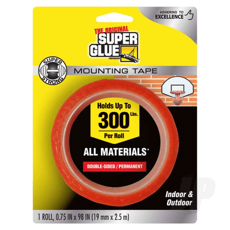 Super Glue Double-Sided Permanent Mounting Tape (1 roll, 19mmx2.5m) SUP11710506