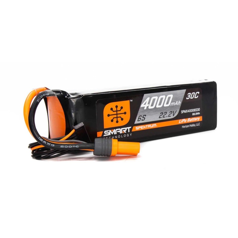 Spektrum 4000mAh 6S 22.2V Smart LiPo Battery 30C; IC5 SPMX40006S30