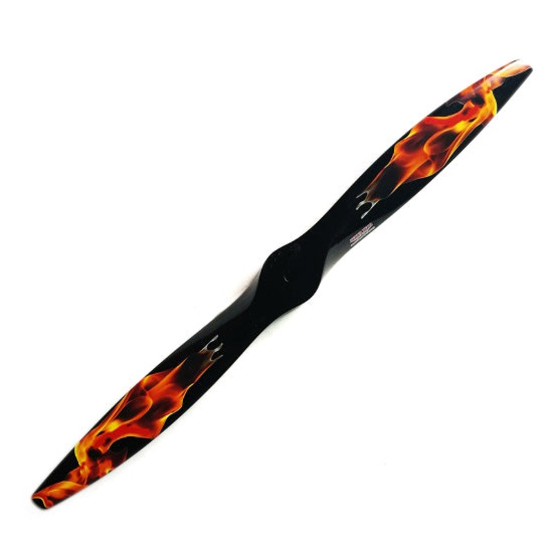 Bernotech 18×8 Painted Wooden Propeller (Black/Flames) BER001