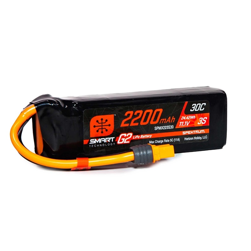 Spektrum 11.1V 2200mAh 3S 30C Smart G2 LiPo Battery: IC3 SPMX223S30