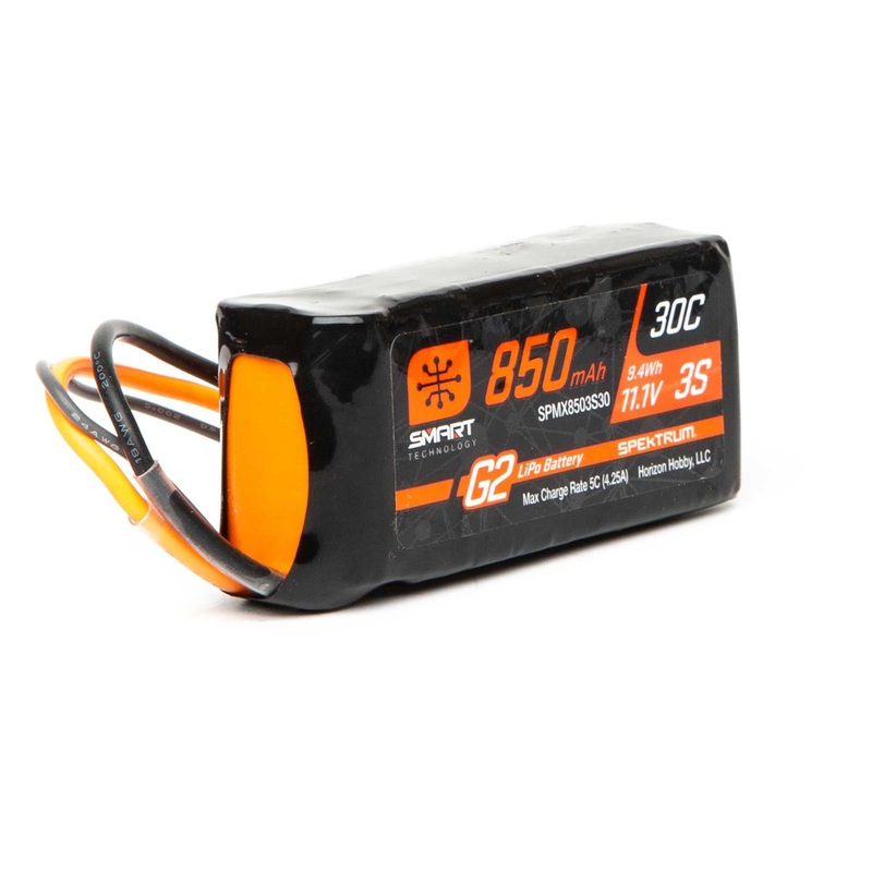 Spektrum 11.1V 850mAh 3S 30C Smart LiPo Battery G2: IC2 SPMX8503S30