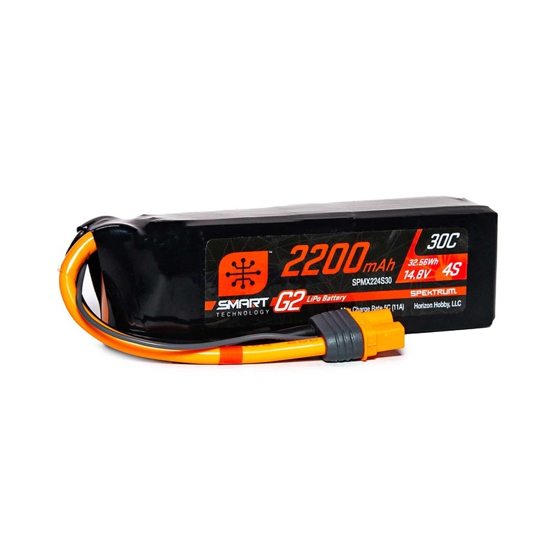 Spektrum 14.8V 2200mAh 4S 30C Smart G2 LiPo Battery – IC3 SPMX224S30