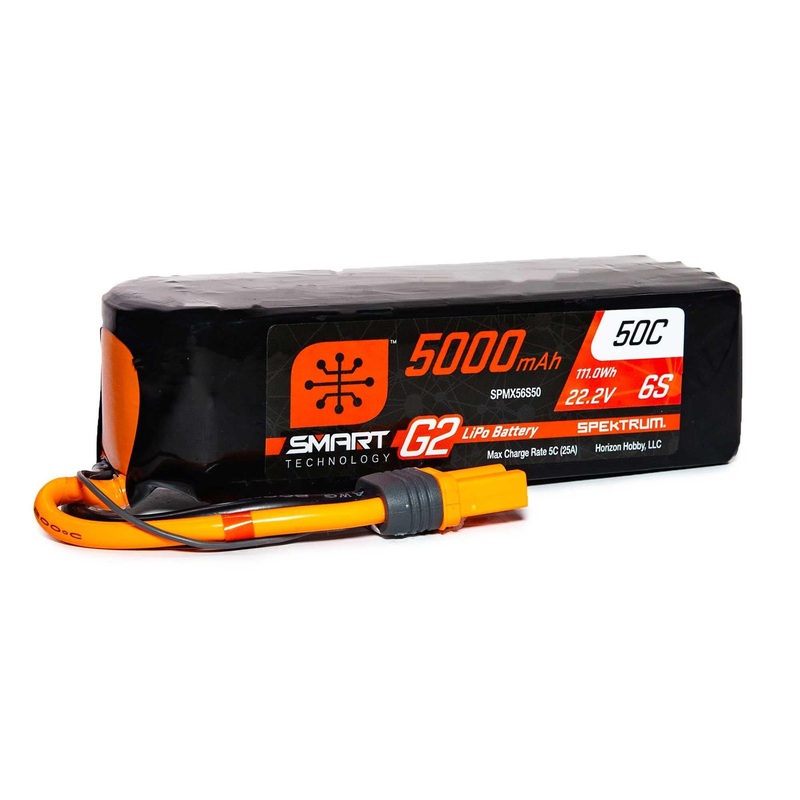 Spektrum 22.2V 5000mAh 6S 50C Smart G2 LiPo Battery – IC5 Connector SPMX56S50
