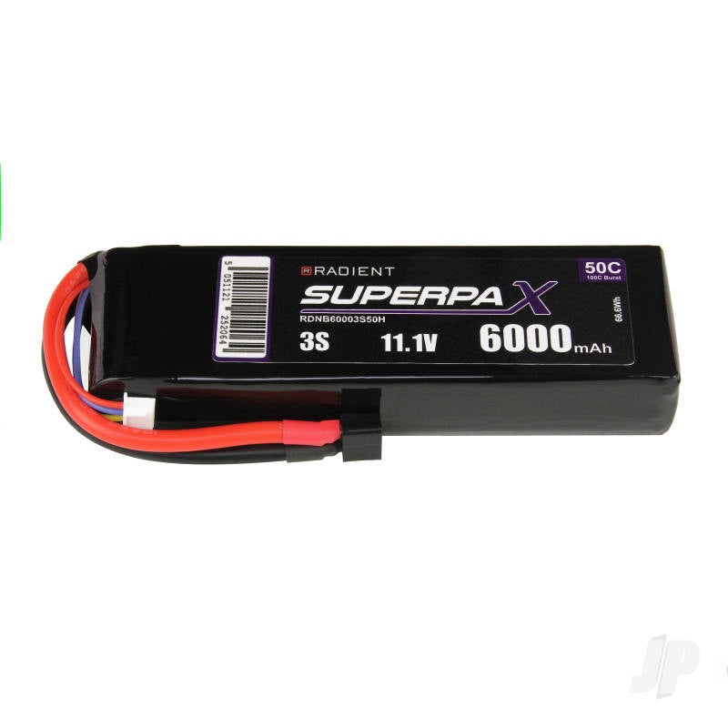 Radient LiPo 3S 6000mAh 11.1V 50C Deans (HCT) RDNB60003S50H