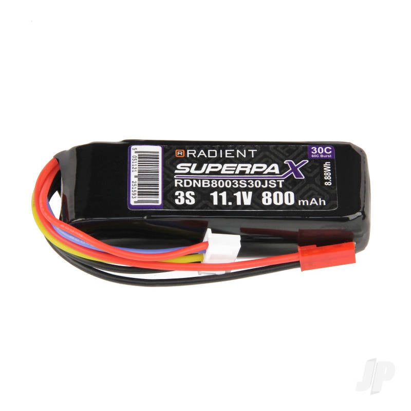 Radient LiPo 3S 800mAh 11.1V 30C JST RDNB8003S30JST