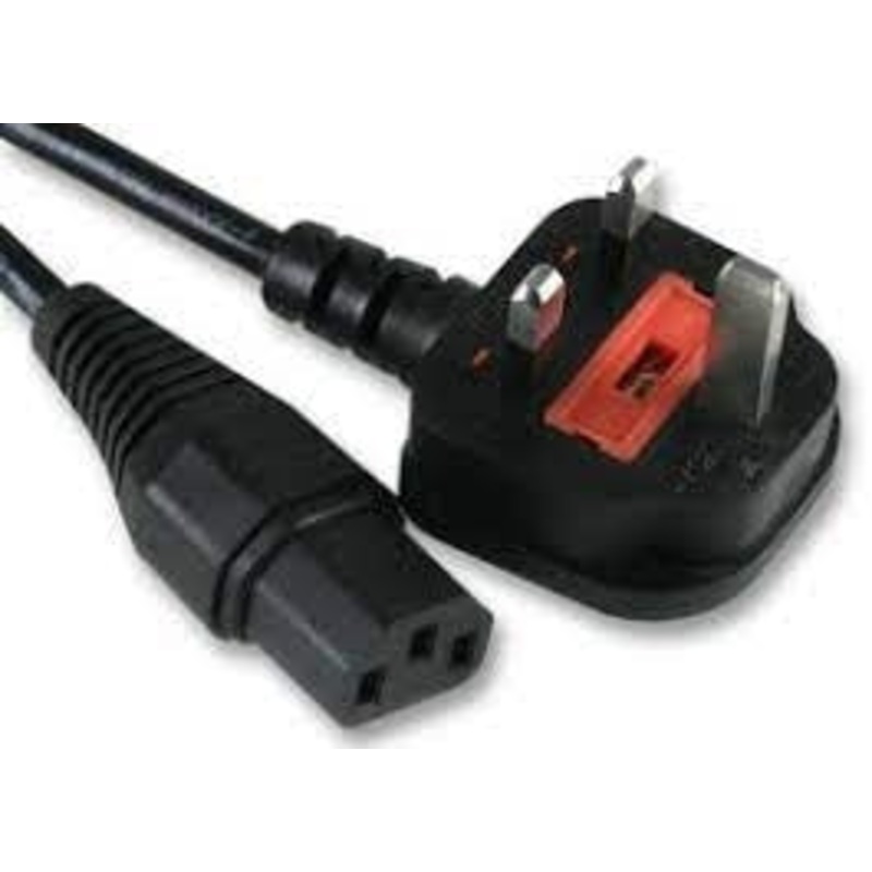 2m UK Plug to IEC C13 Socket Mains Lead, 10A Black –  PE01063