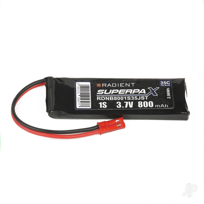Radient LiPo 1S 800mAh 3.7V 35C JST RDNB8001S35JST