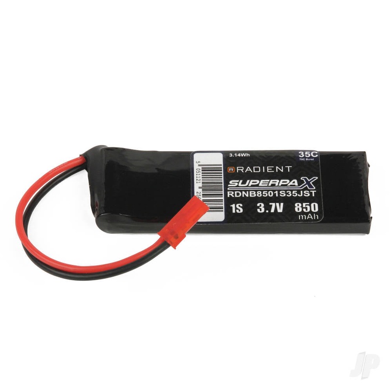 Radient LiPo 1S 850mAh 3.7V 35C JST RDNB8501S35JST