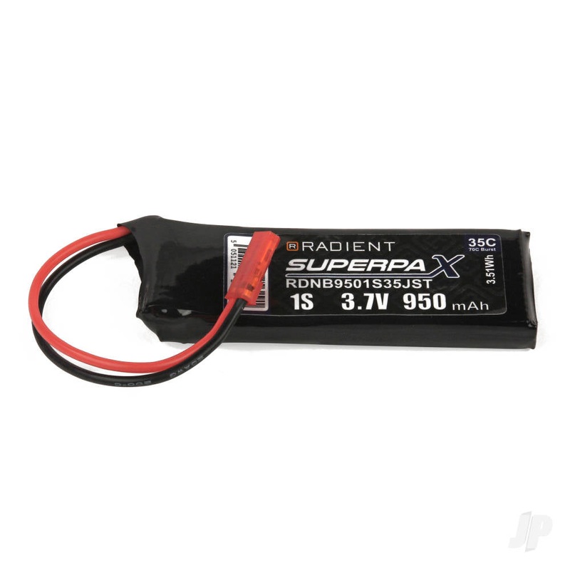 Radient LiPo 1S 950mAh 3.7V 35C JST RDNB9501S35JST