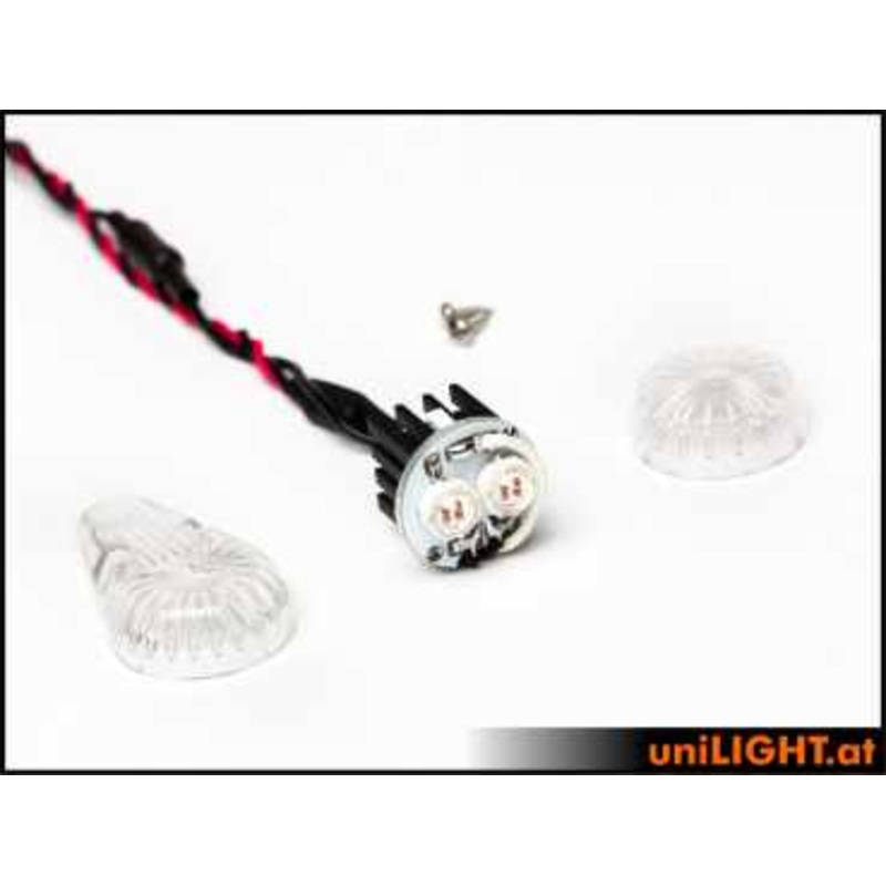 UniLight 24mm Round Double Strobe Light, 2X8Wx2, T-Fuse – White STRB24F-080×2-WE
