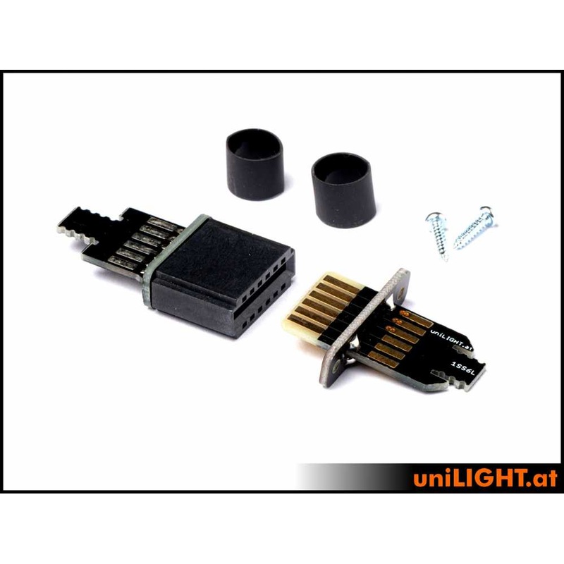 UniLight Lite cable connection, 3 Primary (1 Servo) 6 Secondary pins (Finish: Assembled (2 pair, m/f)