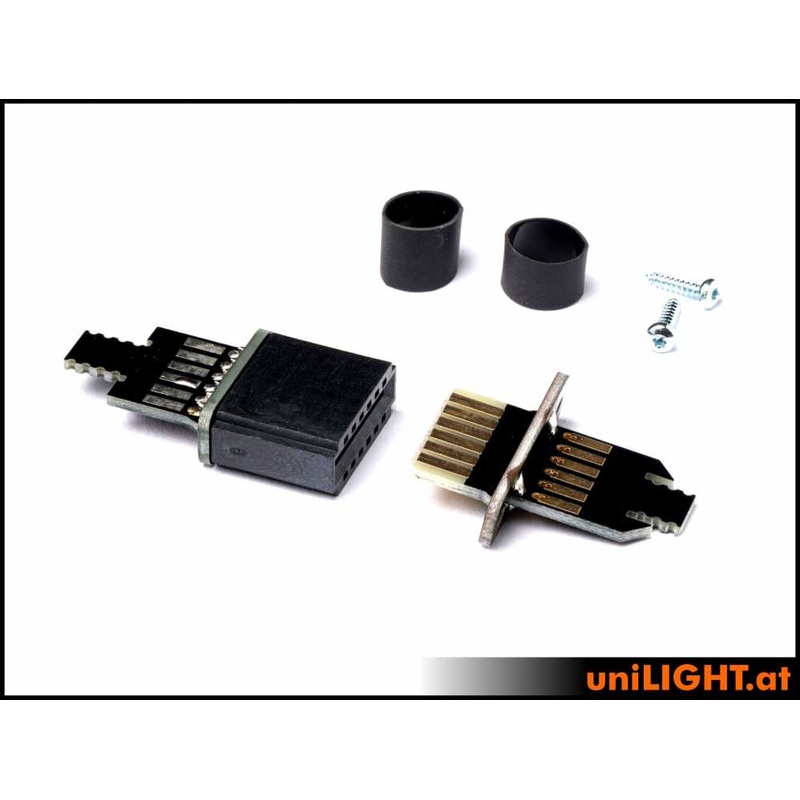 UniLight Lite cable connection, 6 Primary Pin (2 Servo) (Finish: Assembled (2 pair, m/f)