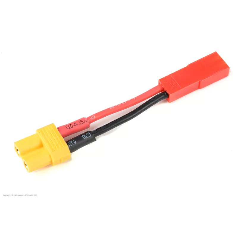 Power Adapter Lead – XT-30 Female to Red BEC Male Plug – 20AWG Silicone Wire Adapter