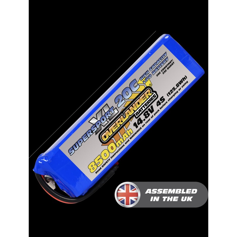 Overlander 8500mAh 14.8V 4S 20C Supersport XL LiPo Battery – No Connector 2794