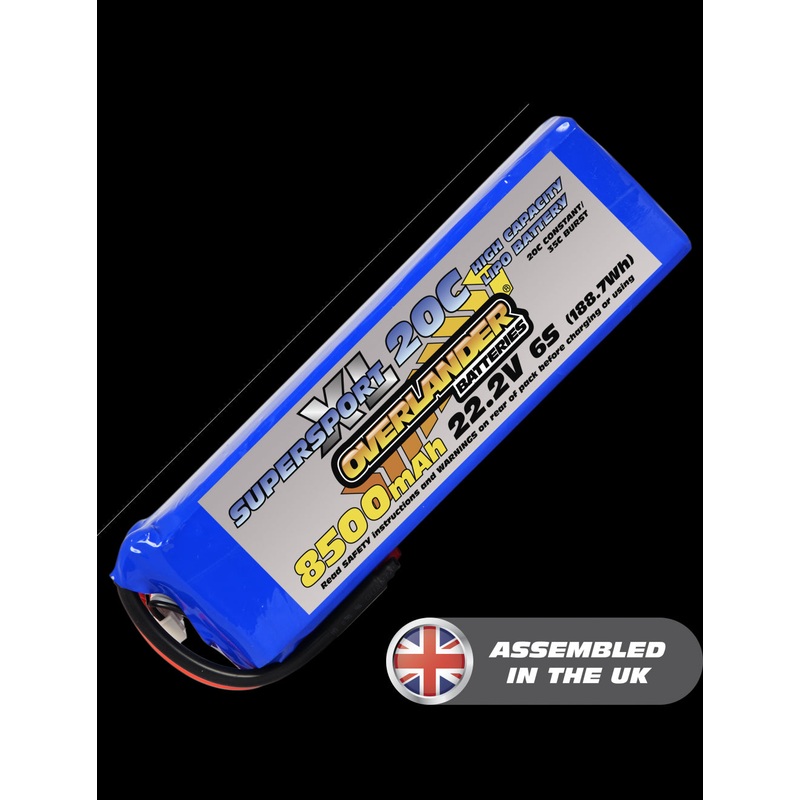Overlander 8500mAh 22.2V 6S 20C Supersport XL LiPo Battery – No Connector 2795