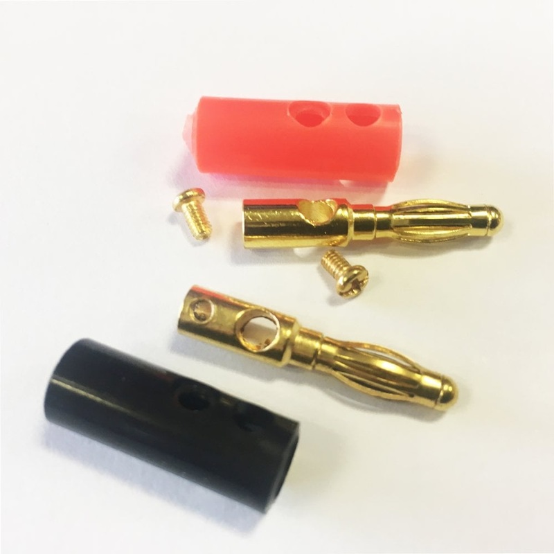 4mm Red & Black Banana Plug with Hard Plastic Cover & Screw Terminals 4MMGOLBUL