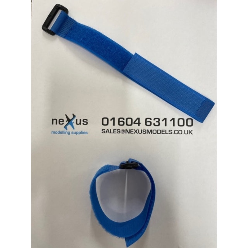 Velcro Battery Strap 200mm with Ring in Blue