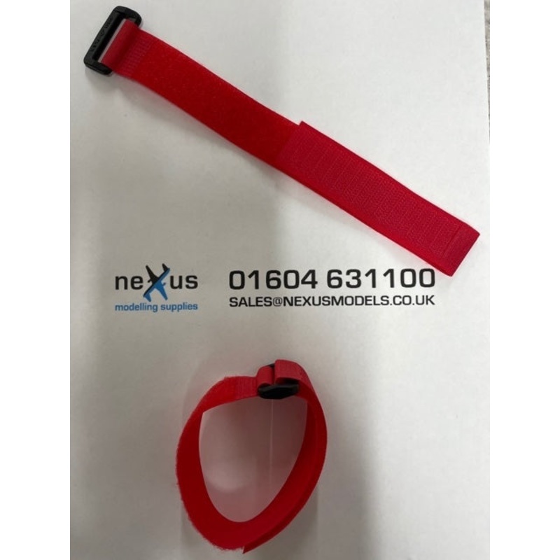Velcro Battery Strap 200mm with Ring in Red