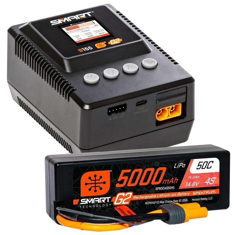 Spektrum Smart Powerstage Surface Bundle: 5000mAh 4S LiPo Batt/S155EU SPMXPSS400I