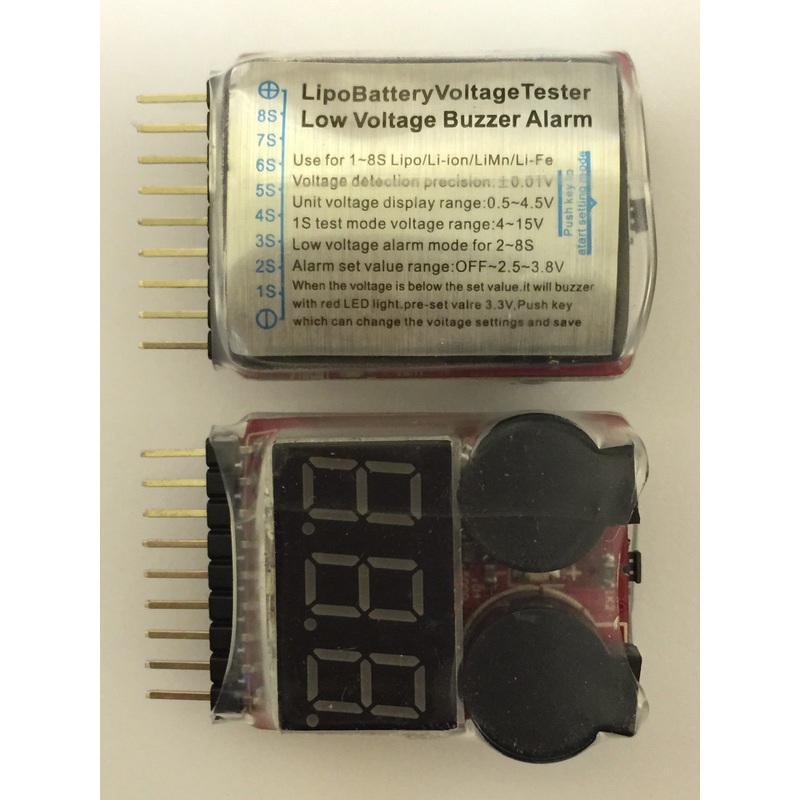 1S-8S Lipo Battery Low Voltage Alarm with Cell Voltage Checker Display